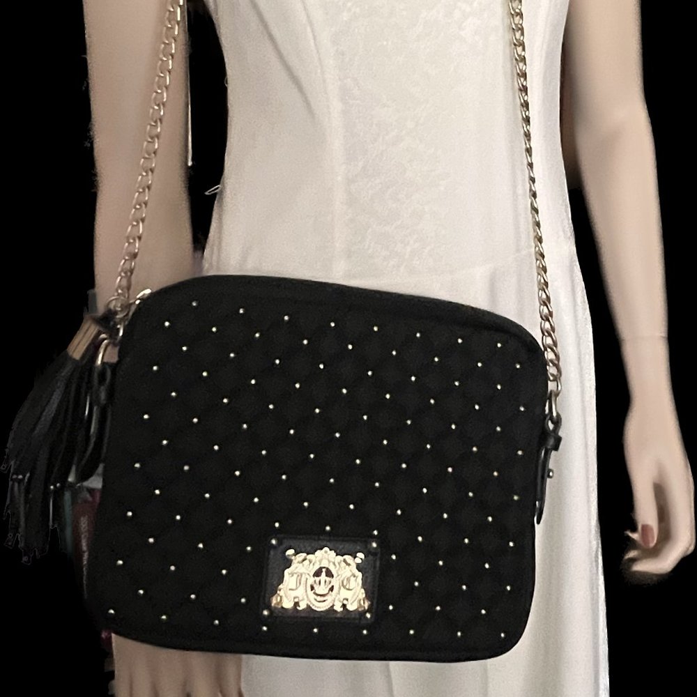 Juicy Couture Ipad/tablet Crossbody Bag -Black, Gold Studded. Pre-owned
